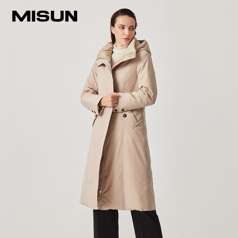 MISUN/米尚秋冬长款新款风衣款羽绒服两面穿双面穿冬装外套女