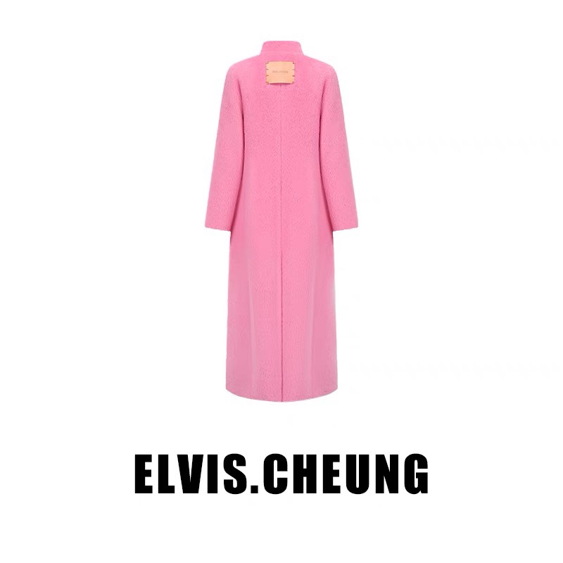 【秀场同款】ELVIS.CHEUNG23秋冬苏力羊驼毛圆肩郁金香沙漏腰大衣 - 图3