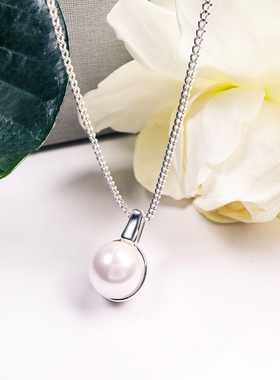 施家珍珠项链女款高光泽珍珠吊坠轻奢气质高级感简约百搭不挑衣服