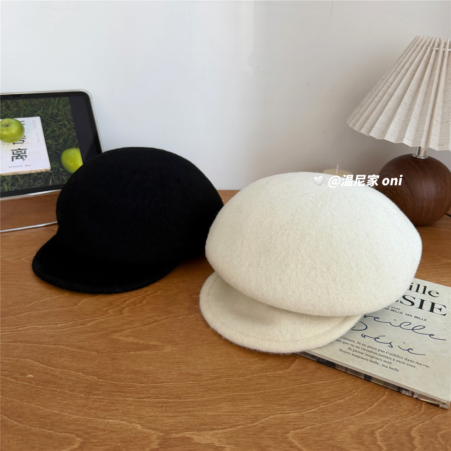 定型褶皱~ins博主fever同款羊毛呢黑色报童帽复古英伦画家帽子潮 - 图1