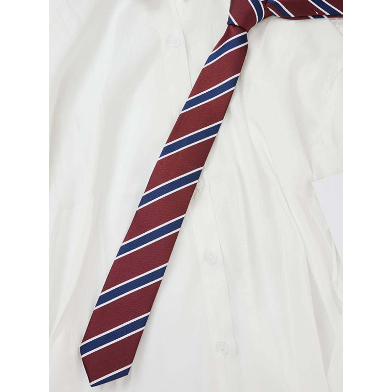 赤绀金领带领结JK/DK日系校园风男女同款免打拉链式酒红条纹潮,淘宝优惠券,粉丝福利购,淘宝优惠卷