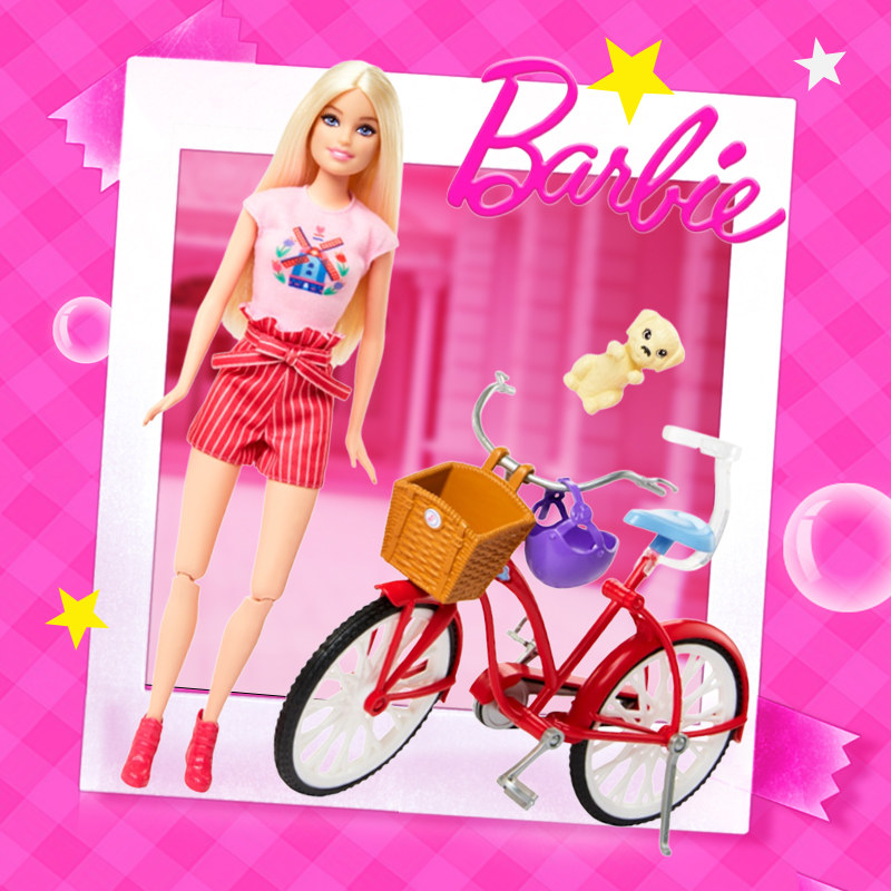 芭比娃娃Barbie之惬意午后骑行玩具套装女童过家家生日礼物送礼,淘宝优惠券,粉丝福利购,淘宝优惠卷