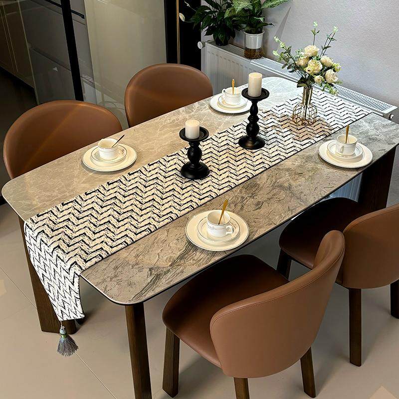 现代轻奢极简意式中古风桌旗布黑白灰茶几电视柜长条防尘装饰盖布,淘宝优惠券,粉丝福利购,淘宝优惠卷