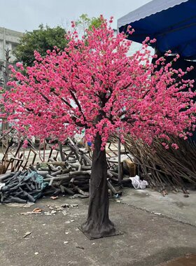 红色桃花仿真花手工摆件开业乔迁