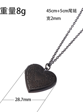 厂家直销跨境现货镜面不锈钢光面桃心形相盒项链可放照片十字项链