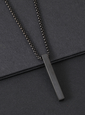 金属项链现货跨境立方柱空白激光彩印材料节日礼物刻字不锈钢项链