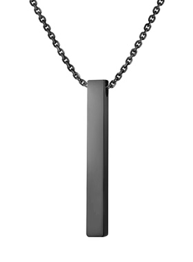 金属项链欧美跨境长条立方柱空白无字材料节日礼物刻字不锈钢项链