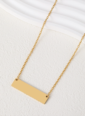 甜美女士项链现货空白激光彩印材料节日礼物刻字不锈钢长方形项链