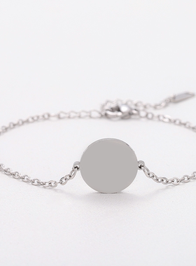 跨境批发现货不锈钢圆形手链欧美十字链手链空白材料节日礼物手链