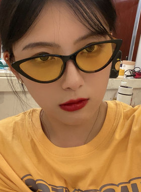 个性复古三角猫眼墨镜网红街拍女