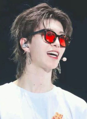 明星网红潮款小方框个性红色墨镜