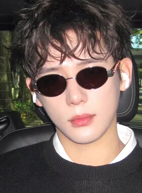 王安宇同款个性椭圆框墨镜男女款