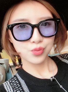 韩版时尚方形框黄色眼镜女个性潮