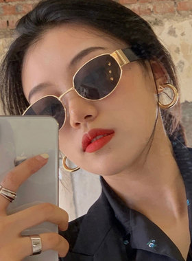个性茶色猫眼墨镜女潮优雅高级感