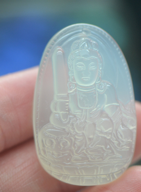 玉髓兔本命佛吊坠文殊菩萨