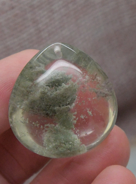 鹏明仙天然绿幽灵水滴吊坠