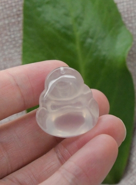 圆梦开运阁天然粉晶弥勒佛吊坠