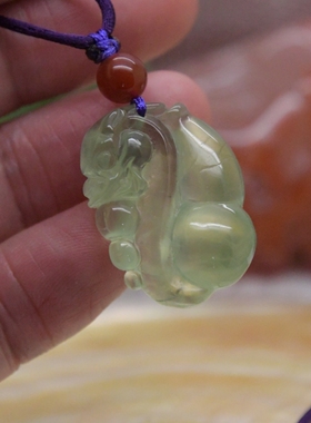 天然葡萄石葫芦添兽吊坠