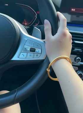 推拉手镯女实心素圈镯子可调节