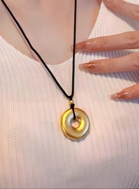 金包银平安扣吊坠不掉色毛衣链