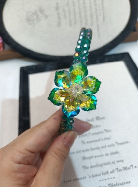 高级感立体水晶花朵发夹满钻发箍头箍压发圈碎发发卡刘海发箍