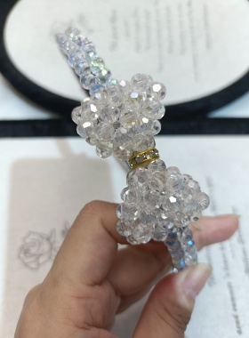 高级感蝴蝶结水晶发箍发饰甜美精致头箍压发圈韩系头饰发卡头卡