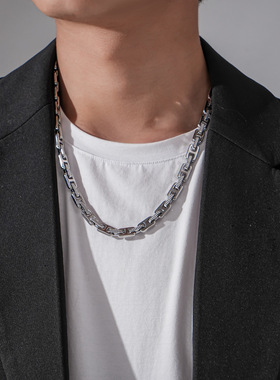 欧美外贸街头钛钢项链男不掉色潮百搭配饰品时尚个性极简几何链条