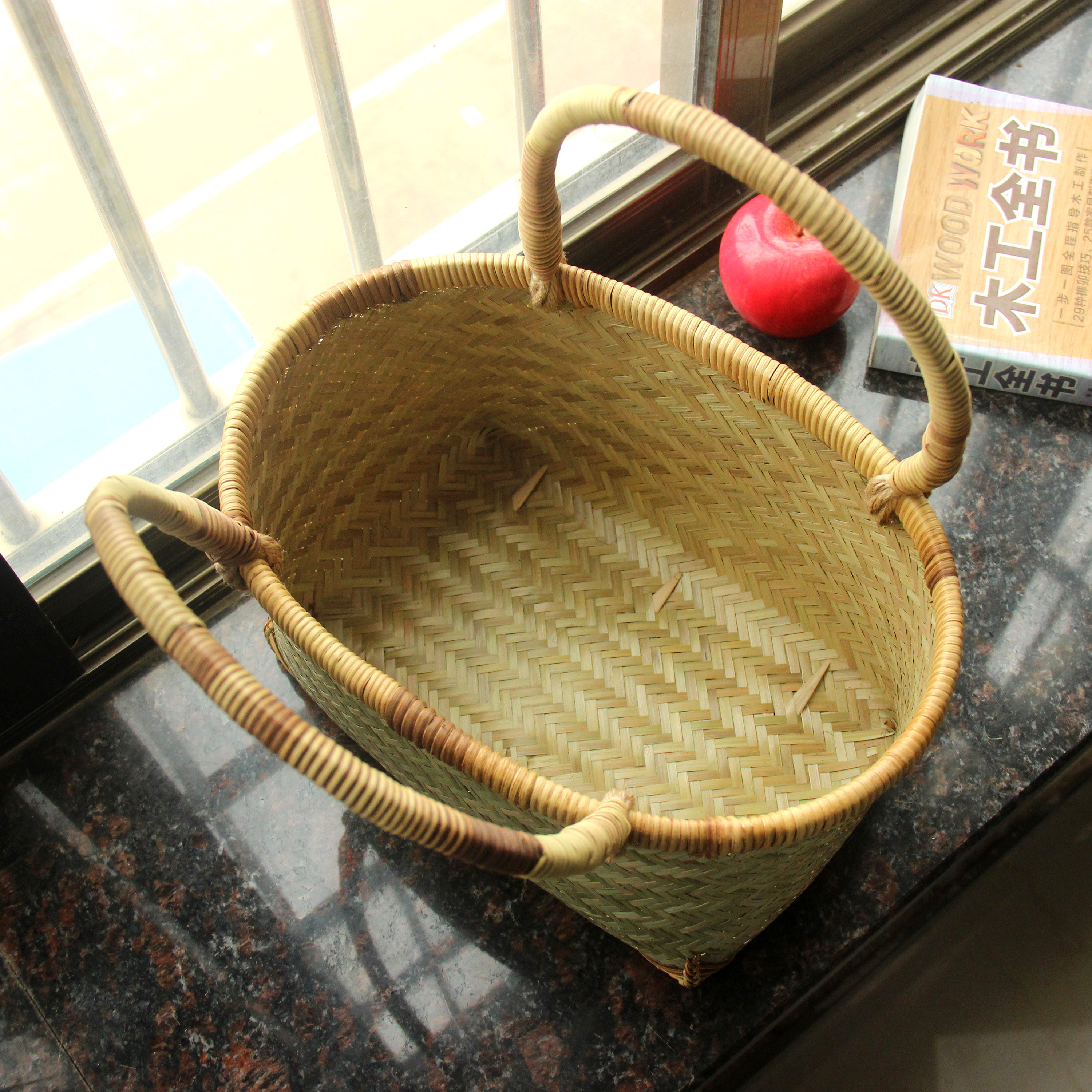 竹编提篮 手提菜篮 竹篮子果篮 水果收纳菜筐 环保购物篮家用竹筐,淘宝优惠券,粉丝福利购,淘宝优惠卷