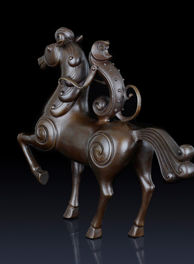 纯黄铜马上封侯摆件铜猴骑马摆件办公室装饰品客厅饰品铜马上猴