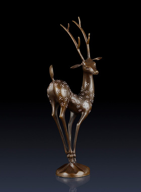 纯黄铜梅花鹿摆件客厅家居饰品摆件办公室鹿工艺品梅花鹿礼品摆设