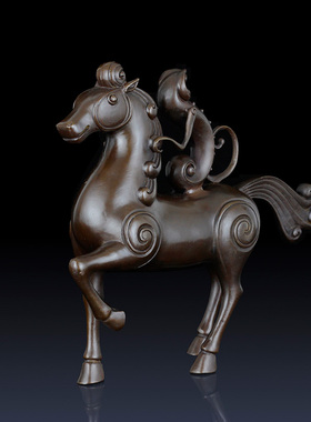 纯黄铜马上封侯摆件铜猴骑马摆件办公室装饰品客厅饰品铜马上猴