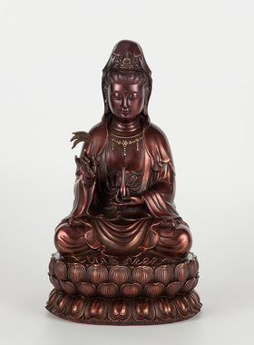 纯铜观音佛像摆件家居客厅装饰品铜观音菩萨工艺品中式莲花铜观音