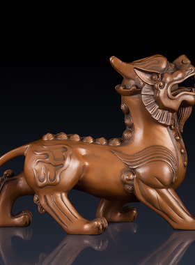 纯铜客厅办公室招财麒麟摆件