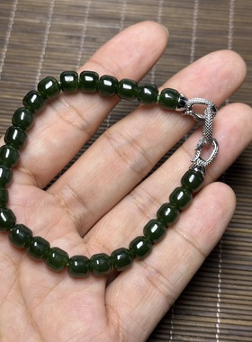 要老料碧玉看这里 碧玉老型珠手串 卡6加 带质检证书 14.26克