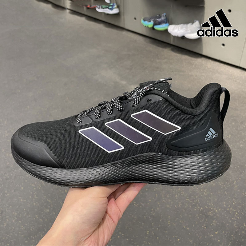 黑色跑步鞋男鞋Adidas阿迪达斯正品运动鞋春季健身训练鞋H03587