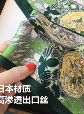 卡兰薇春季百搭绿色丛林仿真丝丝巾女长条领巾绑包包飘带细窄围巾