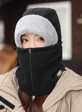 秋冬骑车保暖一体帽男女款