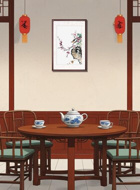 桃花画 手绘梅花小鸟画 桃花小鸟名家宣纸画 桌面摆件画 手工国画