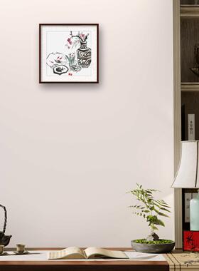 手绘梅花图茶壶画名家水墨瓶花画新款水仙挂画新中式连年有鱼挂画