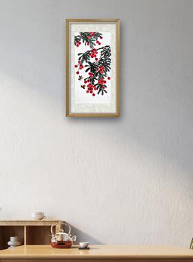荔枝挂画100x50手绘宣纸画