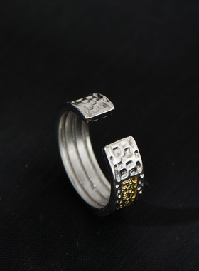 银の曼金色开口可调节戒指