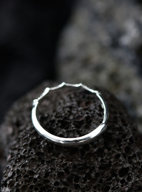 男士925银简约开口竹节戒指