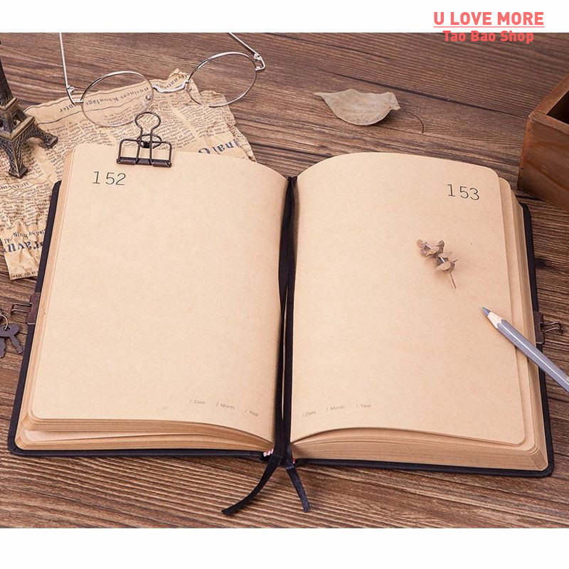 One Year 365 Diary Book Retro Creative Kraft Paper with Lock - 图0