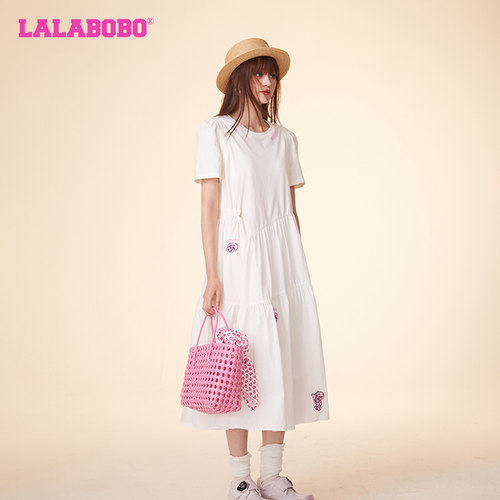 LALABOBO24夏季新款简约软糖兔甜美可爱短袖连衣裙女|LBDB-WLZY21-图2