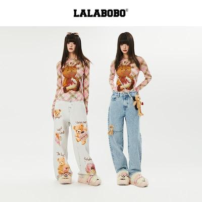 LALABOBO小熊甜品网纱T恤