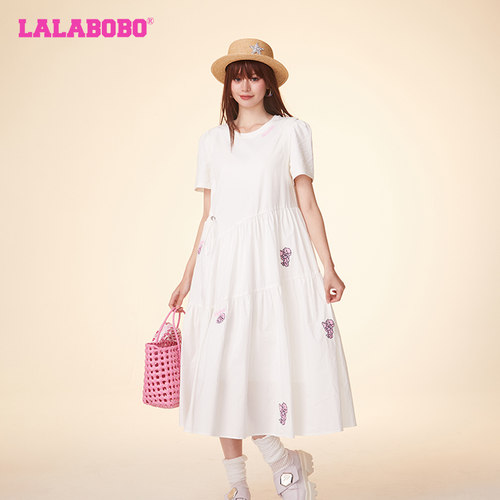 LALABOBO24夏季新款简约软糖兔甜美可爱短袖连衣裙女|LBDB-WLZY21-图0