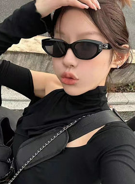新款猫眼墨镜女复古高级感夏海边旅游遮阳偏光太阳镜防紫外线小框