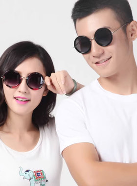 复古圆框防紫外线太阳镜女夏季