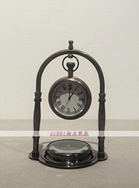 中古风纯铜印度进口时钟摆件