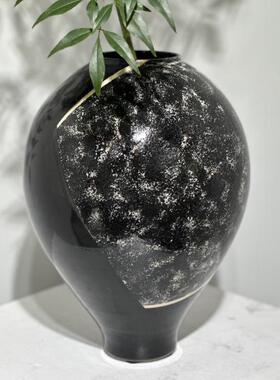 新中式创意手工陶瓷花器花瓶摆件中古侘寂风小众装饰品民宿工艺品